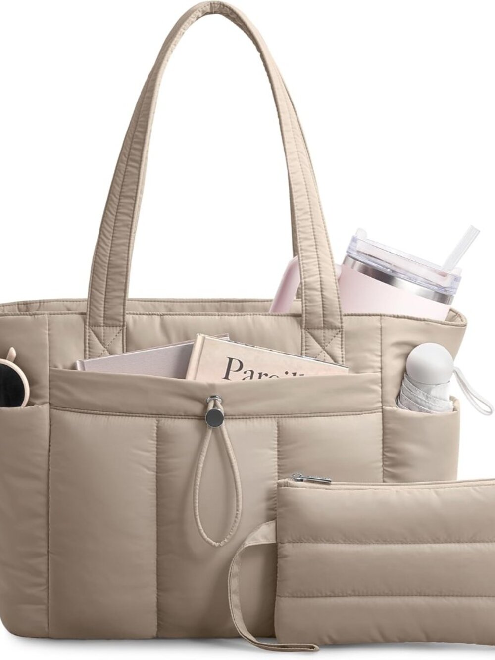 Puffy for Women with Cup Holder & Laptop Compartment & Cosmetic Bag & Trolley Sl